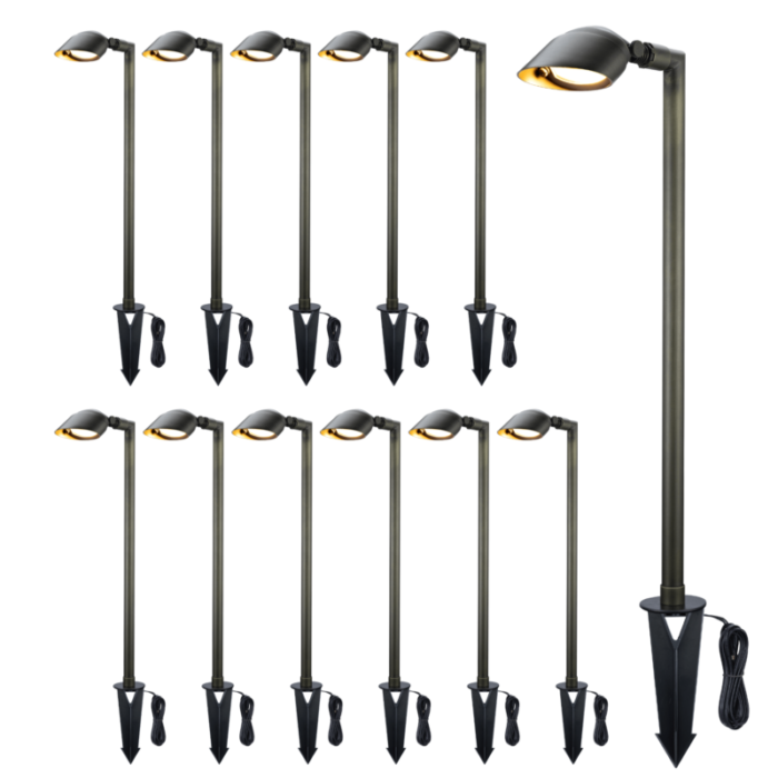 12v adjustable angle brass pathway light 12 pack