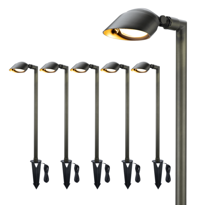 12v adjustable angle brass pathway light 6 pack