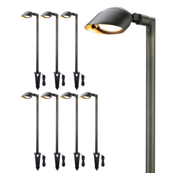 12v adjustable angle brass pathway light 8 pack