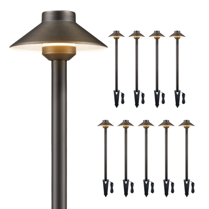 12v standard brass landscape pathway light 10 pack