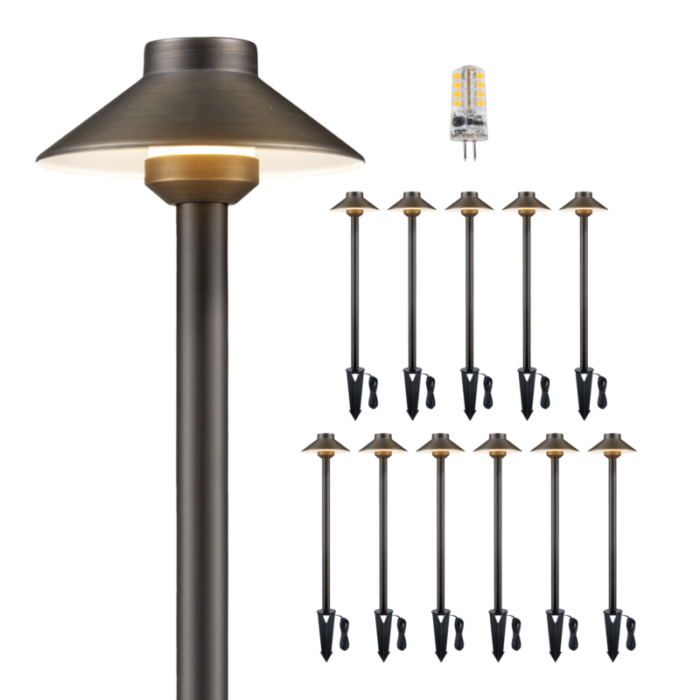 12v standard brass landscape pathway light 12 bulb pack