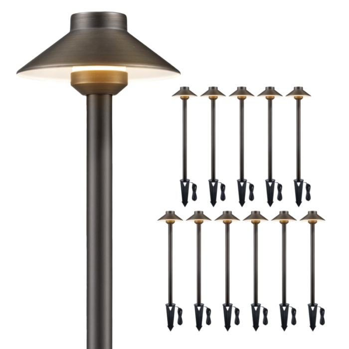 12v standard brass landscape pathway light 12 pack