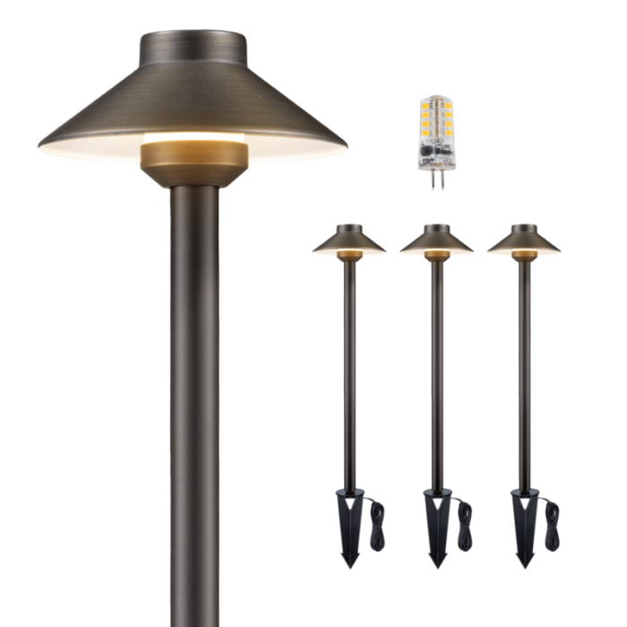 12v standard brass landscape pathway light 4 bulb pack