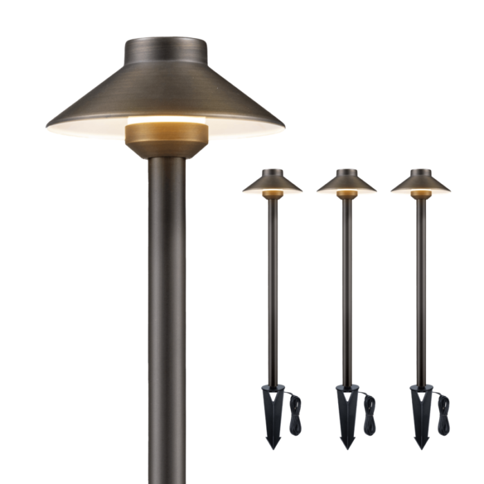 12v standard brass landscape pathway light 4 pack