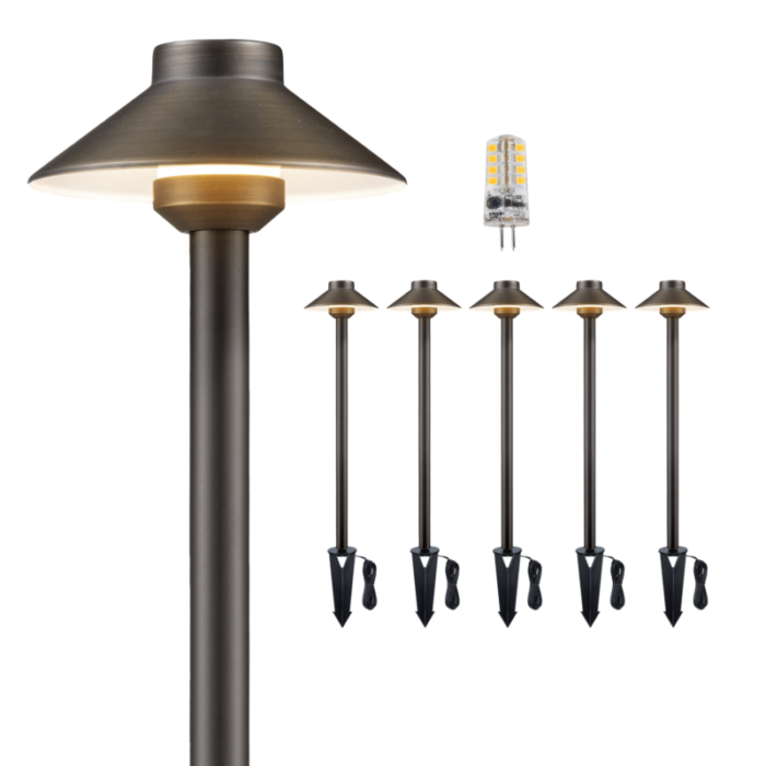 12v standard brass landscape pathway light 6 bulb pack