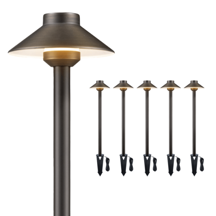 12v standard brass landscape pathway light 6 pack