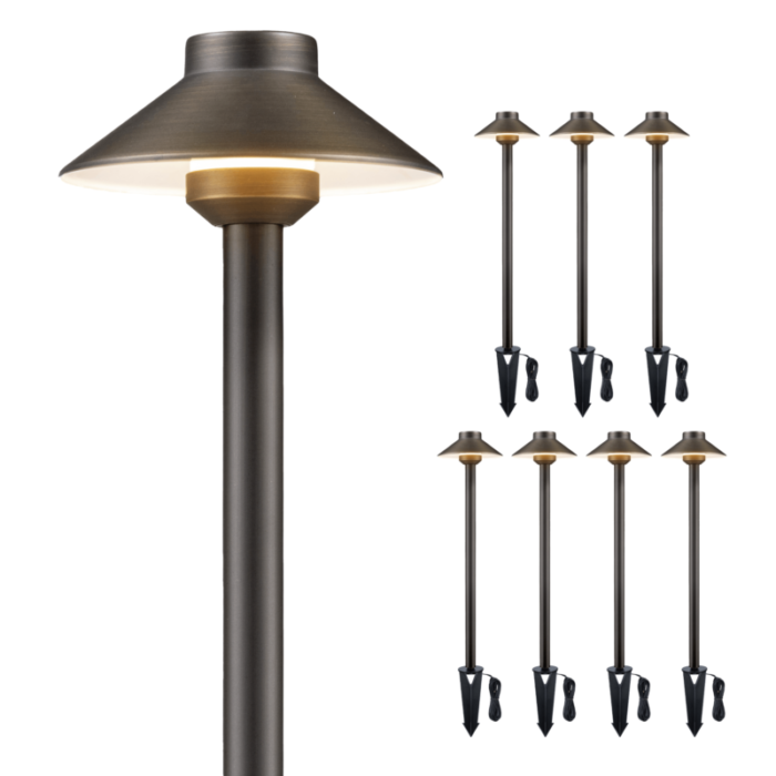 12v standard brass landscape pathway light 8 pack