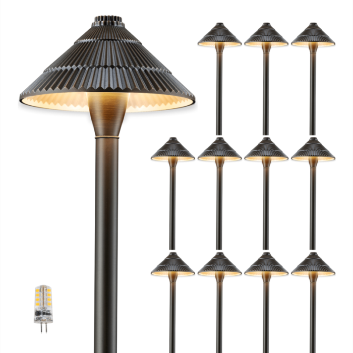 12v traditional umbrella brass landscape pathway light 12 bulb pack