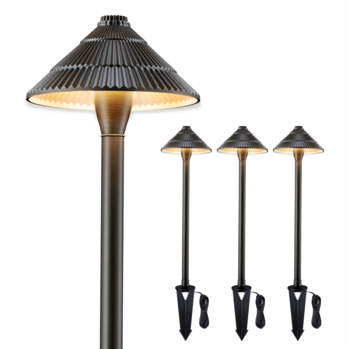 12v traditional umbrella brass landscape pathway light 4 pack