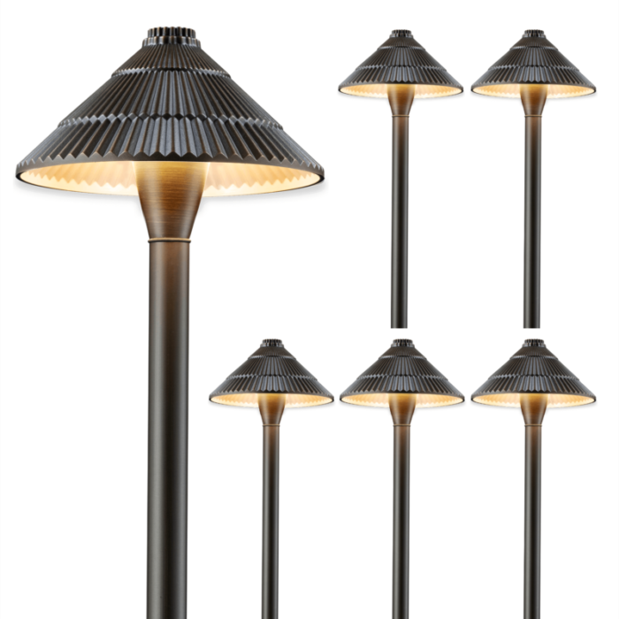 12v traditional umbrella brass landscape pathway light 6 pack