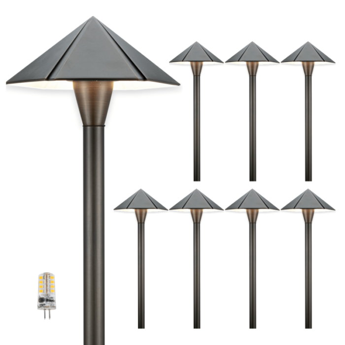 12v umbrella brass landscape pathway 8 light bulb pack