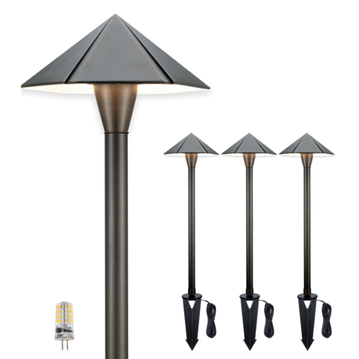 12v umbrella brass landscape pathway light 4 bulb pack