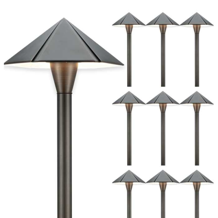 12v umbrella brass pathway light 10 pack