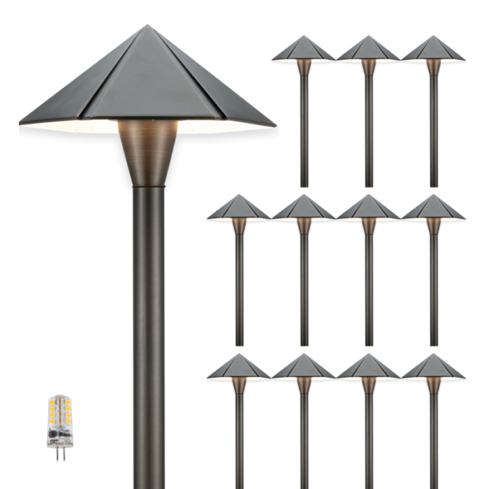 12v umbrella brass pathway light 12 bulb pack