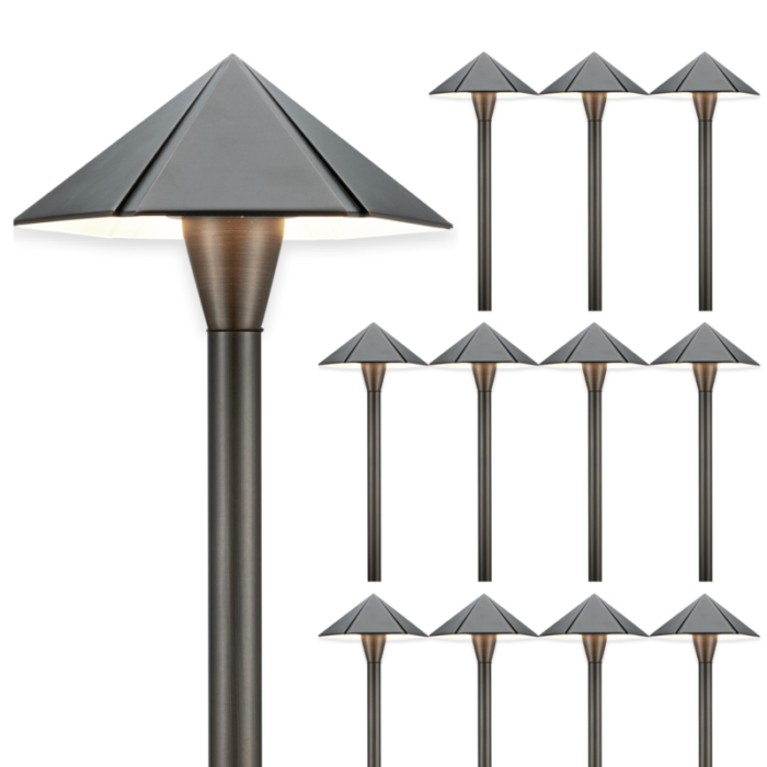 12v umbrella brass pathway light 12 pack