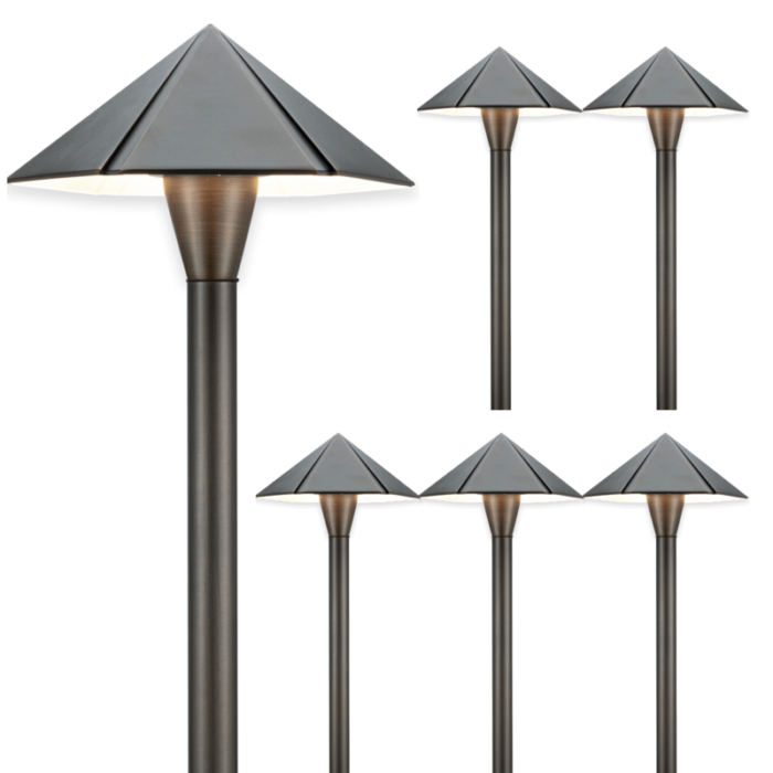 12v umbrella brass pathway light 6 pack