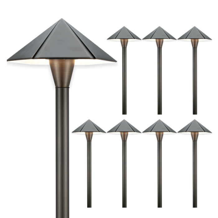 12v umbrella brass pathway light 8 pack