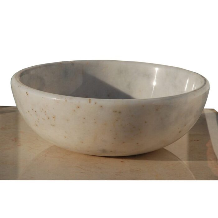 Afyon sugar white natural stone marble vessel sink polished d16 h6 20020031 side view2