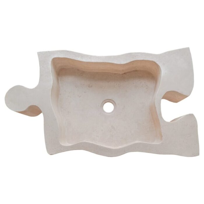 Beige Travertine puzzle shape farmhouse sink NTRVS02 W16 L27.5 top view 1