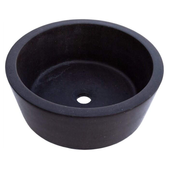 Black andesite natural stone vessel sink NTRSTC53 D 16 H6 angle view