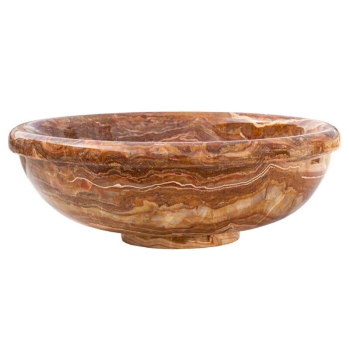 Brown onyx translucent vessel sink polished EGEBOXP166 D 16 H6 side view2