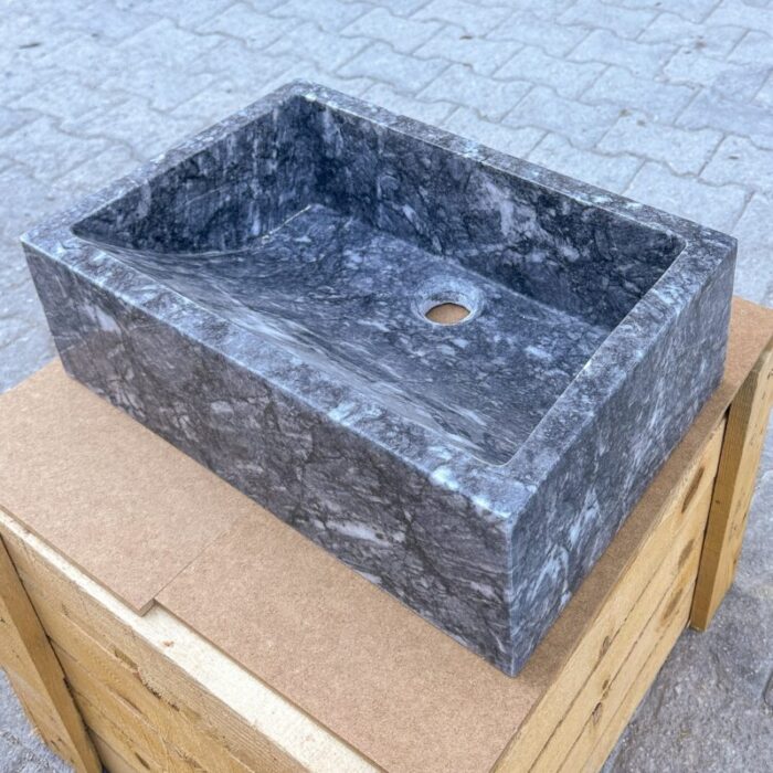 Bursa Gray Rectangular Marble Sink 12x18x6 Polished NTRVS122 angle 3