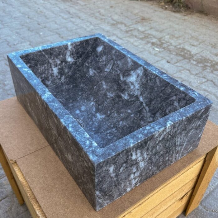 Bursa Gray Rectangular Marble Sink 12x18x6 Polished NTRVS122 angle