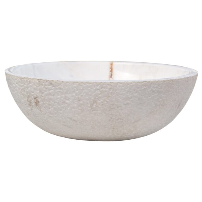 Calacatta White marble vessel sink polished rough outside EGECVP165 D 16 H5 side product shot