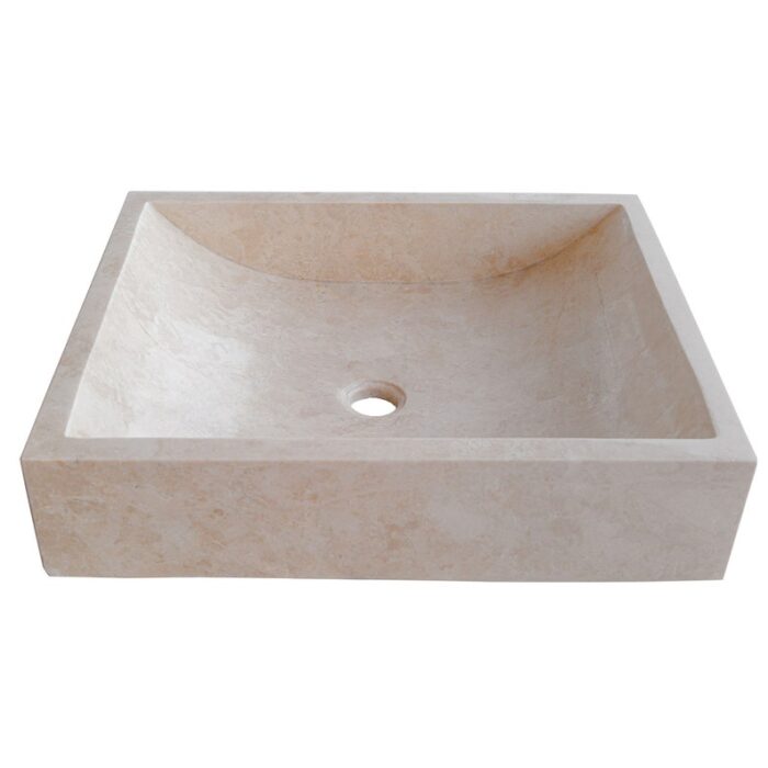 Cappuccino beige marble farmhouse rectangular sink semipolished w18 l21.5 h5 SPCBMF23 product shot profile view 3