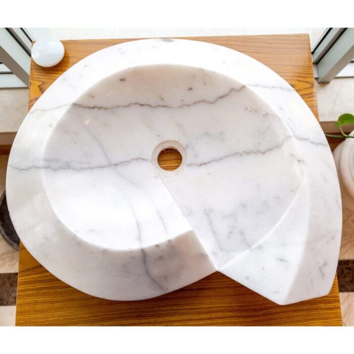 Carrara Marble Helix Shape Sink NTRVS06 W20 L23 H4 2