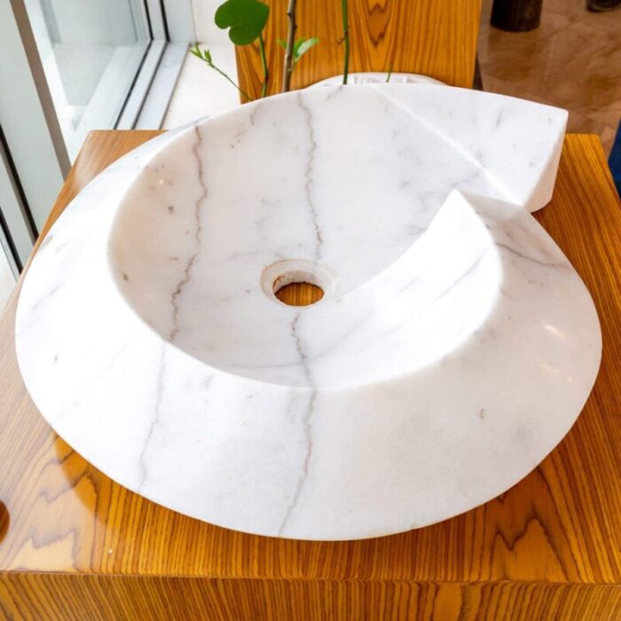 Carrara Marble Helix Shape Sink NTRVS06 W20 L23 H4 8