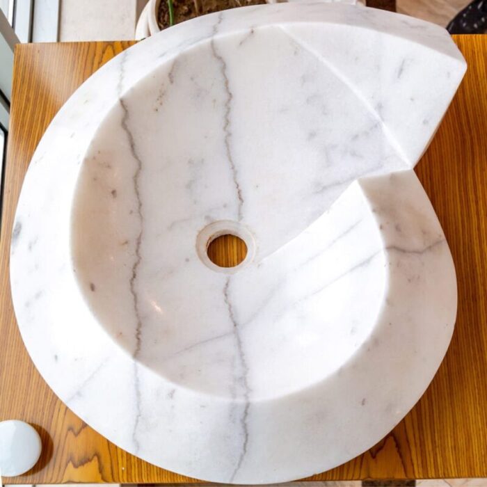 Carrara Marble Helix Shape Sink NTRVS06 W20 L23 H4 9