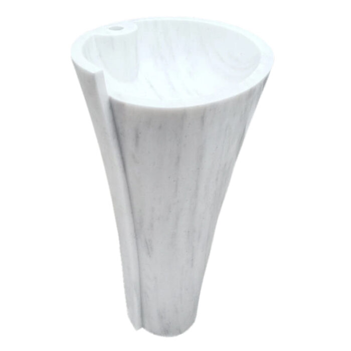 Carrara White Marble Stand alone Designer Pedestal Bathroom Sink side view