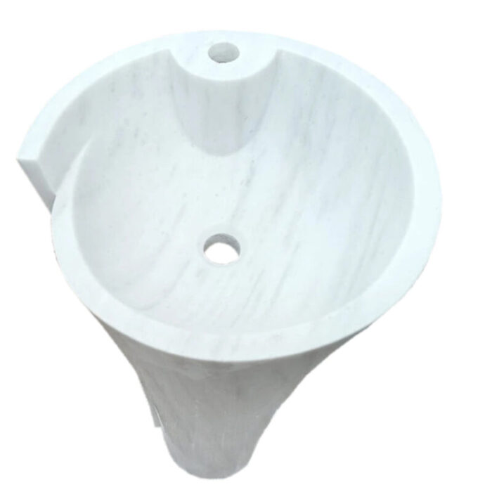 Carrara White Marble Stand alone Designer Pedestal Bathroom Sink top view