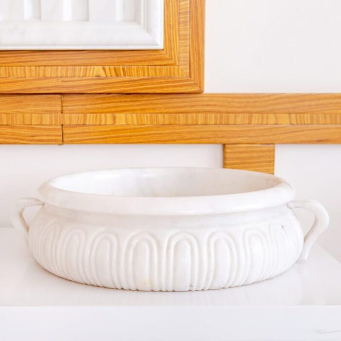 Carrara White Marble Stone vessel round sink NTRVS20 D17 H6 side view2