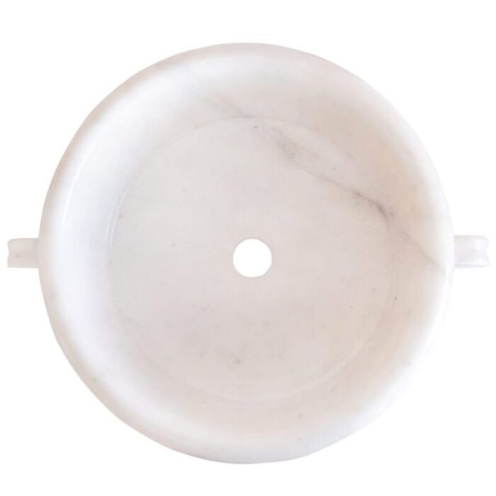 Carrara White Marble Stone vessel round sink NTRVS20 D17 H6 top product view