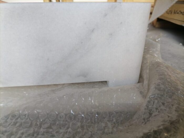 Carrara White Marble Wall mount Stone Sink honed 16x24x6 back2