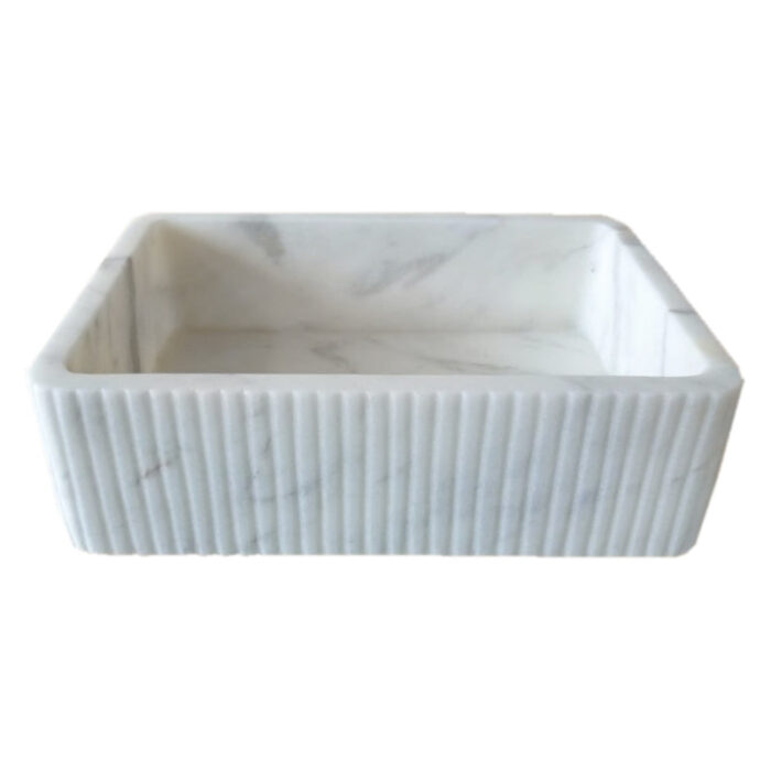 Carrara White Marble Wall mount Stone Sink honed 16x24x6 rounded edges1