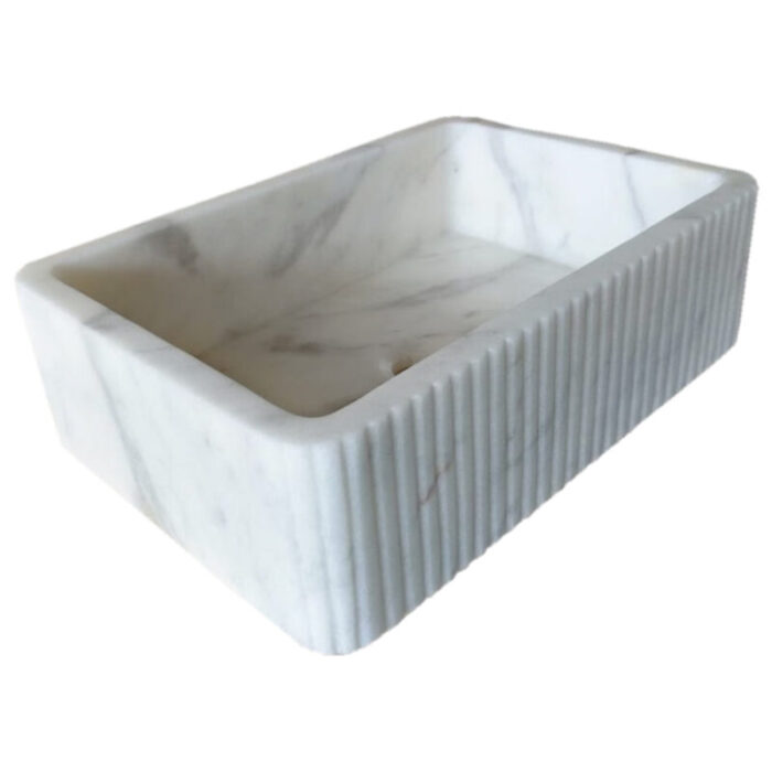 Carrara White Marble Wall mount Stone Sink honed 16x24x6 rounded edges2