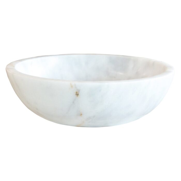 Carrara white natural stone marble vessel sink polished d16 h6 SPCWNSMVS34 product shot side view