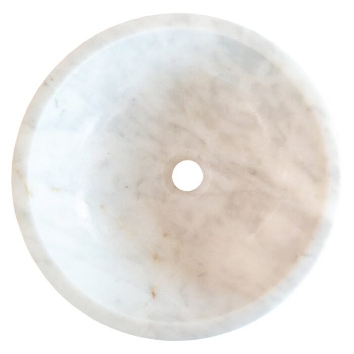 Carrara white natural stone marble vessel sink polished d16 h6 SPCWNSMVS34 product shot top view