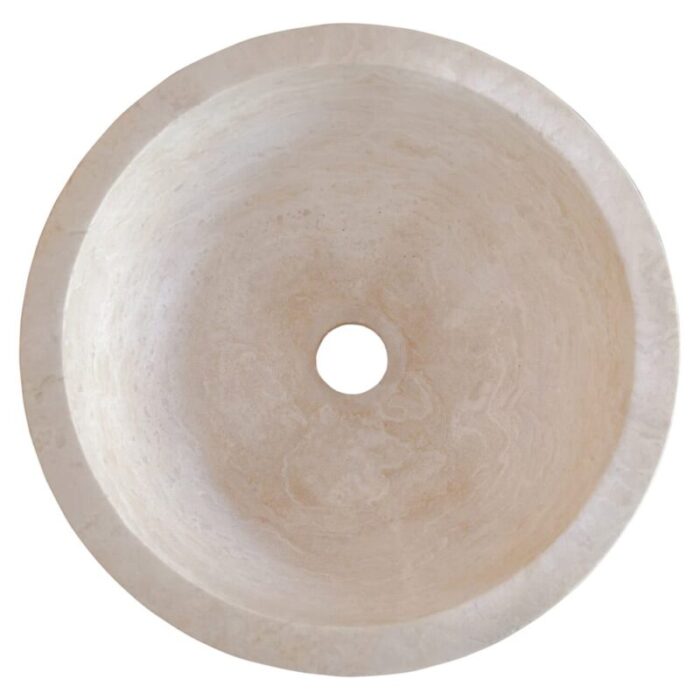 Classic beige travertine vessel round sink NTRVS35 D12 1