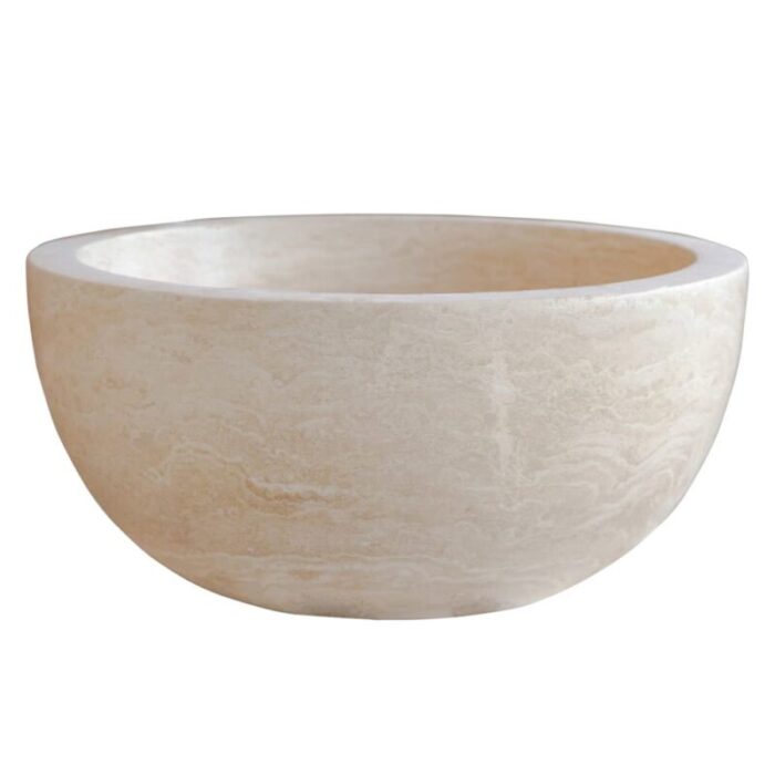 Classic beige travertine vessel round sink NTRVS35 D12 4