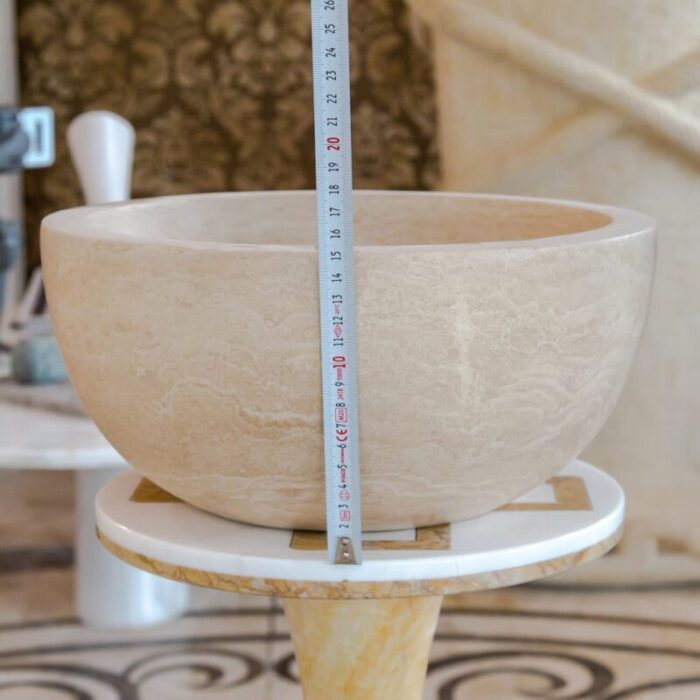 Classic beige travertine vessel round sink NTRVS35 D12 5