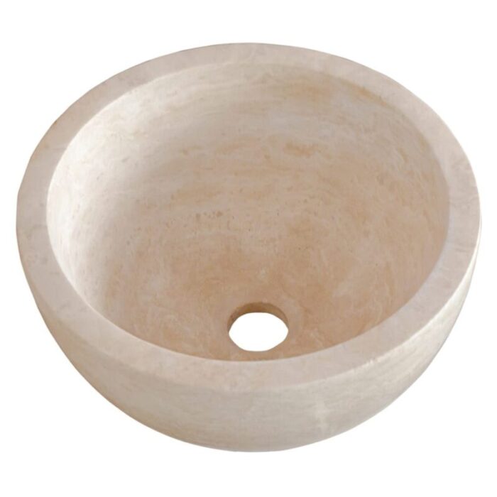 Classic beige travertine vessel round sink NTRVS35 D12 8