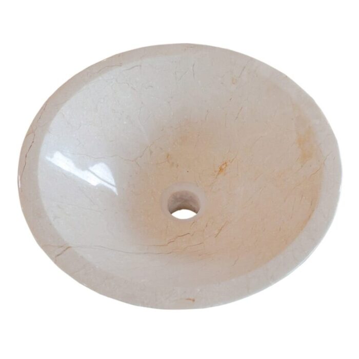 Crema Marfil Marble Vessel over counter sink NTRVS37 D16 H6 angle view