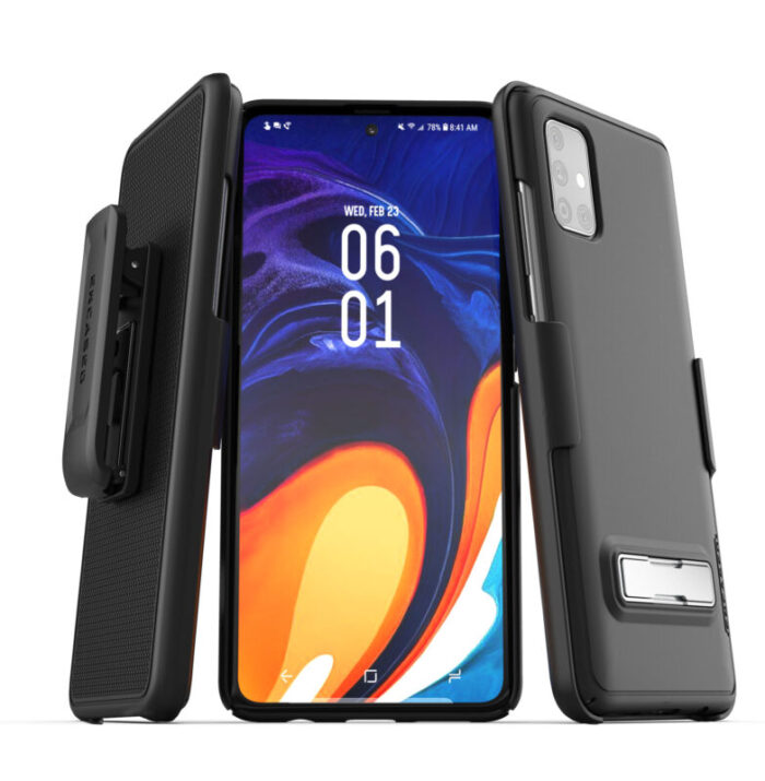 Galaxy A51 Slimline Case and Holster Black Black SL114