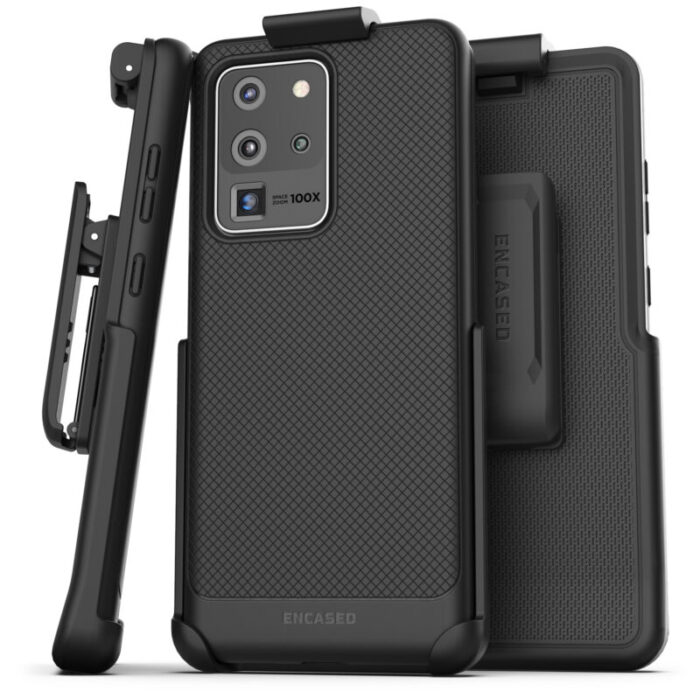 Galaxy S20 Ultra Thin Armor Case and Holster Black Black TA112BK HL