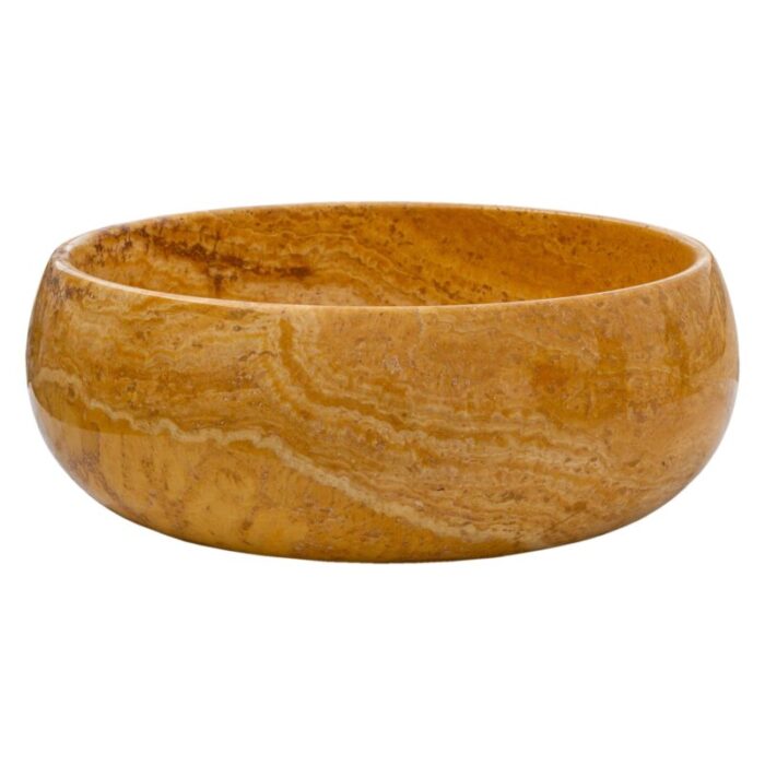 Golden Sienna travertine bathroom vessel sink polished inside rough outside EGEGSTR1673 D 16 H6 side view2