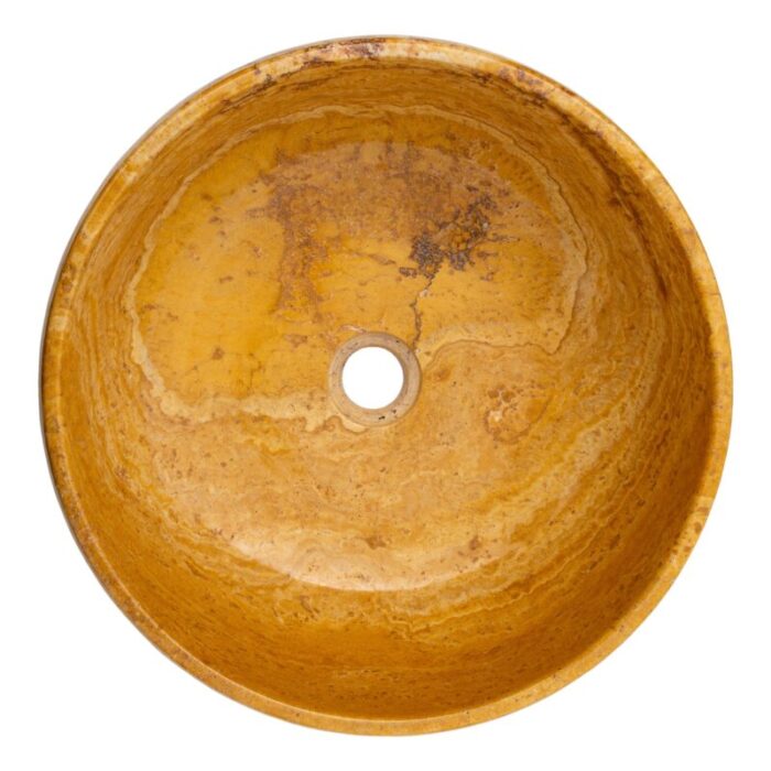 Golden Sienna travertine bathroom vessel sink polished inside rough outside EGEGSTR1673 D 16 H6 top view2